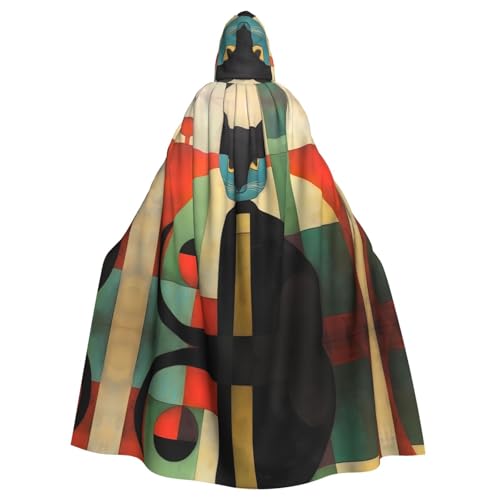 Veste à capuche style moderne chat : longue cape de fête adulte mixte