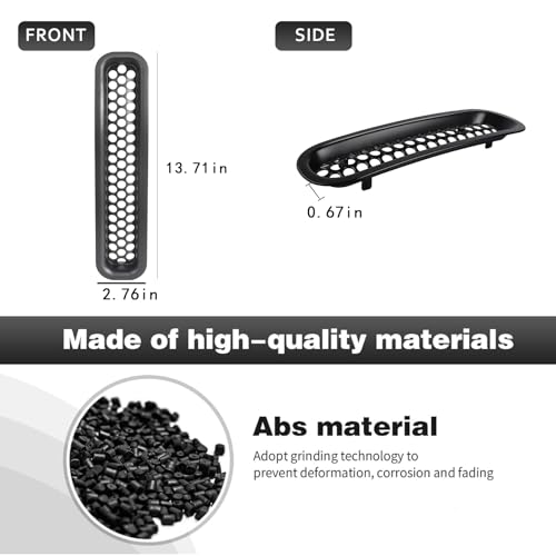 Image of Front Grill Inserts Compatible with Jeep TJ Wrangler & Wrangler Unlimited 1997-2006, Black Honeycomb Mesh Grille Cover Guard (Clip-in)