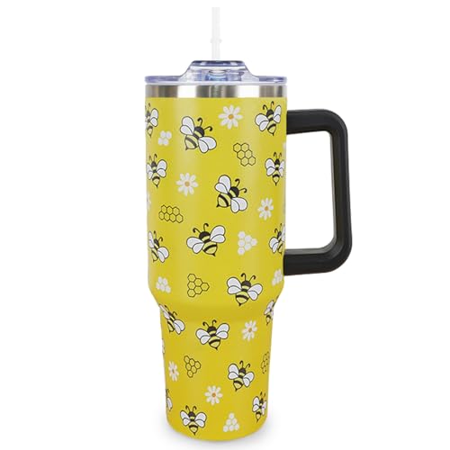 Bee - Bicchiere da 1,18 l, con manico e cannuccia,