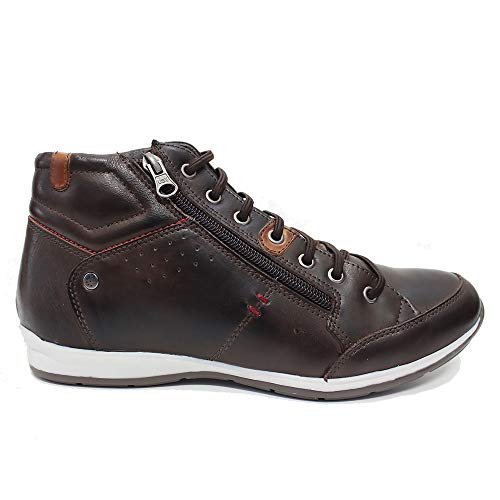 Tenis Sapatenis Cano Médio Masculino Casual Couro CEU-NETONY Cor:Marrom;Tamanho:39