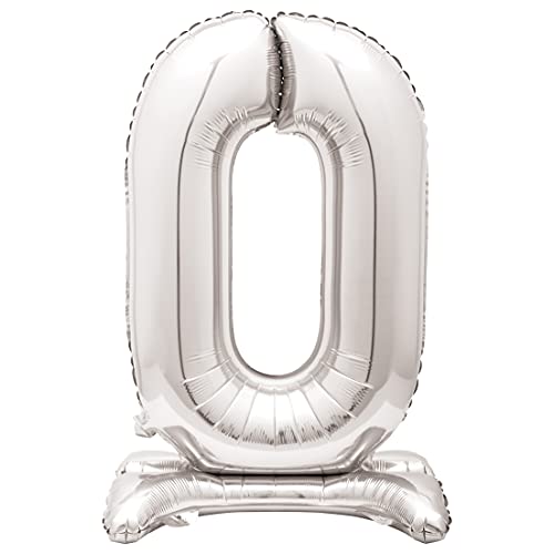 Silver Number 0 Shaped Standing Foil Balloon - 30" (5 Piece) - Premium Quality, Perfect for Celebrating Milestone Birthdays, Anniversaries & Events