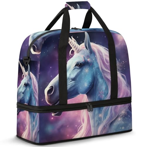 Large Weekender Overnight Bags Unicorn Animal Galaxy Travel Duffel Bag for Women Men Gym Bag With Shoe Compartment Foldie Travel Tote Bag Carry On Personal Item Bag for Travel Gym Sports