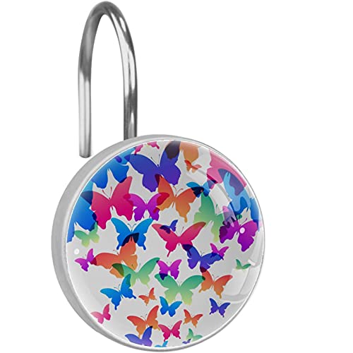 Crochets de rideau de douche papillon en acier inoxydable x12