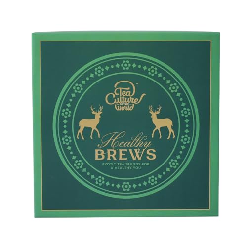 Image of Tea Culture of the World Healthy Brews Gift Box - Exotic Green Tea Selection | Tulsi, Kahwa, Moroccan Mint & Delightful Green Tea | Premium Festive Gifting Range - 4 * 25g