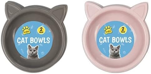 Cat Bowls - 2 Pack Pink and Grey