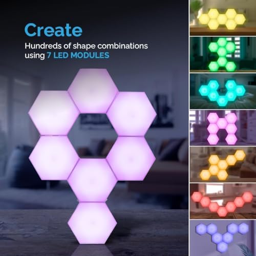 Emberela HEXlights Sensory Lights for Kids - 7pk Touch Hexagon Lights, Remote Controlled - Autism-Friendly Tap Tap Wall LED Panels for Sensory Room - Table Stand Included - Image 7