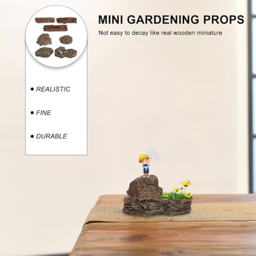 Tocón de árbol simulado de PVC con piedras falsas mini para decoración detallada de jardines 8