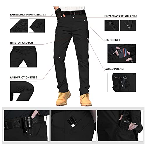 Solo Soplo Men's Tactical Pants Black Water Repellent Ripstop Cargo Pants For Combat Hiking Outdoor Survival Camping Lightweight Casual Multi Pocket Work Pant #TOP5