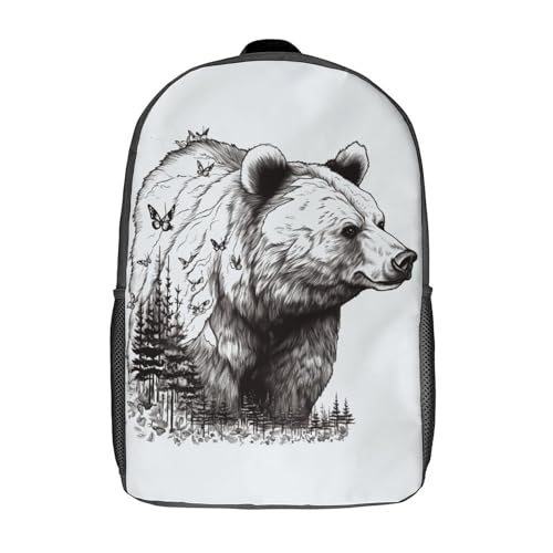 Sac à dos portable 17 pouces durable en toile légère renforcée avec illustration ours