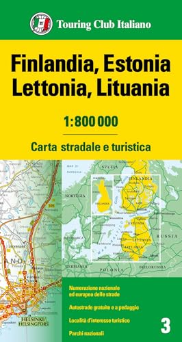 Finlandia, Estonia, Lettonia, Lituania 1:800.000. Carta stradale e turistica