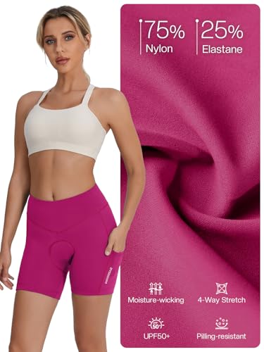 BERGRISAR Short feminino acolchoado 4D para ciclismo, roupa íntima com 3 bolsos, rosa, G