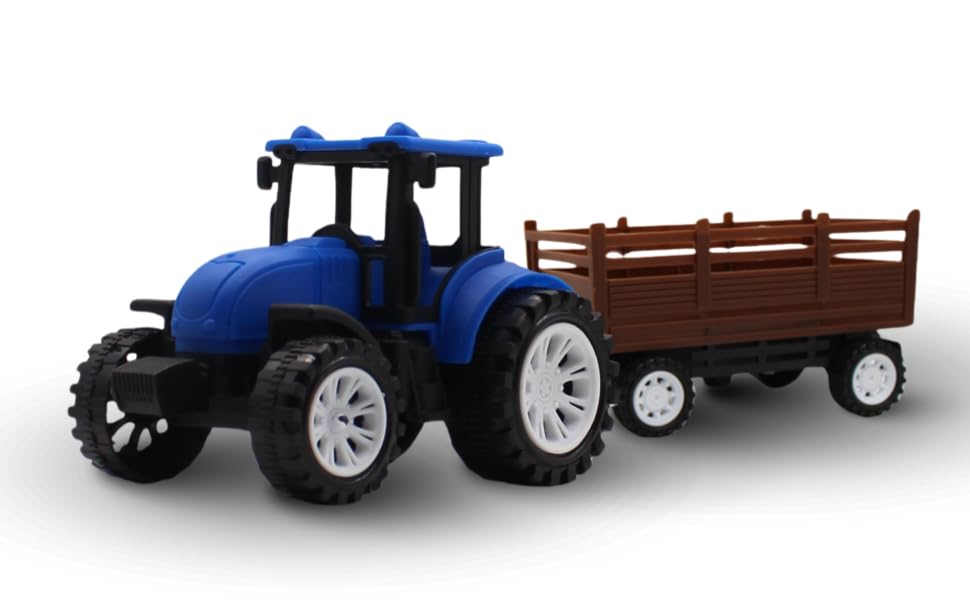 Image of Neokiddo Toys Friction Powered Trolley Farm Tractor Toy for Kids & Toddlers /Boys & Girls (Light Blue)