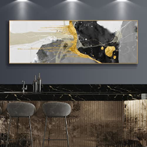 Art Moderne Abstrait Doré Peinture sur Toile en 45x130cm Nordique