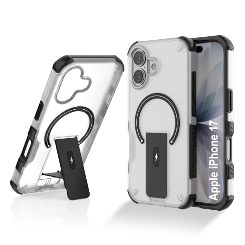 Image of ZAP CASE Matte Kickstand Case for iPhone 17 | Magsafe Compatible | Premium Polycarbonate Back + Flexible TPU Bumper | Foldable Stand | Military-Grade Drop Protection | Anti-Fingerprint | White