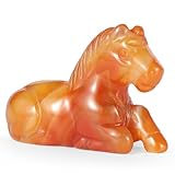 LEADGEM レッドカーネリアンメノウ 手彫り 2インチ 馬の置物 ヒーリングクリスタルとストーン 馬の文鎮 テーブルセンターピースオーナメント