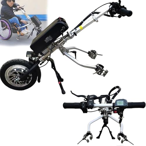 Handbike Eléctrico 500W con Neumáticos Antipinchazos 12' - S-istema de Tracción Delantera para Sillas Manuales, Pantalla LCD, Frenos de Disco Duales y Altura Ajustable,A