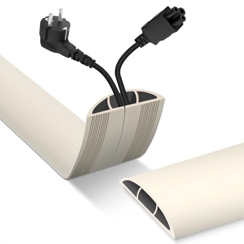Image of Floor Cord Cover, Cable Protector, 0.63W x 0.31H inches, Wire Cover for Extension Cords, Floor Cable Covers Prevent Cable Trips (Beige, 50-3.3 Feet)