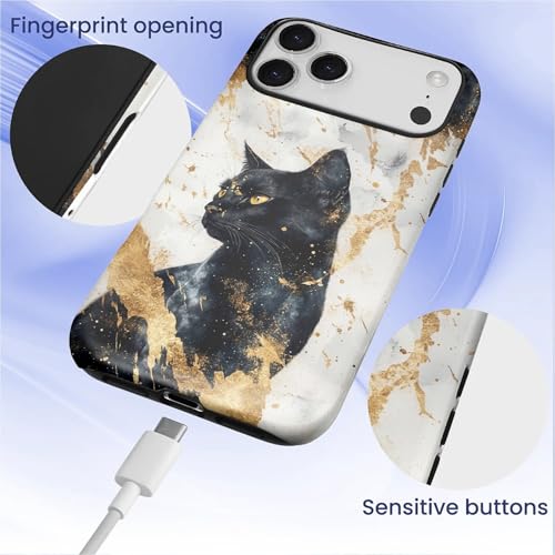 Coque antichoc iPhone 17 Pro Max intégrale mate chat noir - 7