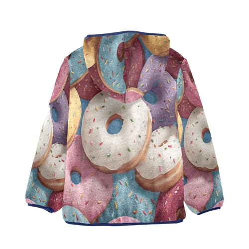 Colorful Donuts with Sprinkles Pattern Toddler Fleece Jacket Girl Boys Hooded Fleece Jacket Coat Warm2