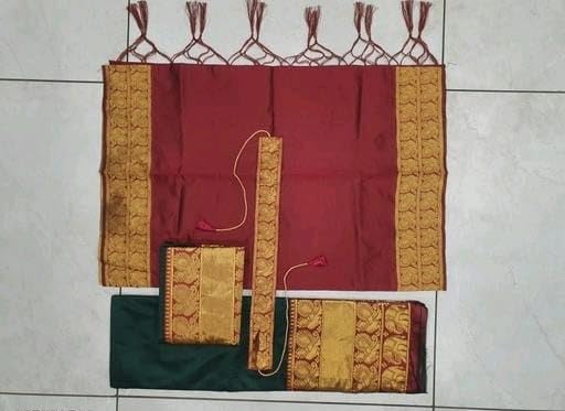 Image of RENVAANI Women's Traditional Kanjivaram Kanchipuram Silk Unstitched Lehenga Choli with Dupatta (PURPLE MAROON DUP FIROZI)