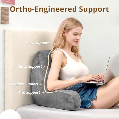 Image of Sasttie Reading Pillow for Bed, Back Pillow for Sitting Up, Dark Grey