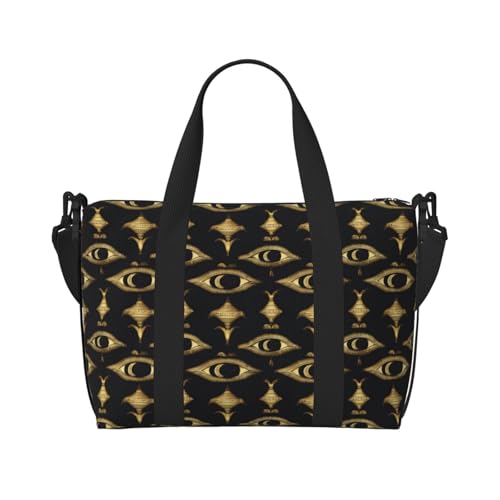 Travel Duffle Bags For Women Men - Golden Eyes Print Personal Item Weekender Overnight Gym Carry On Airport Tote Bag With Strap For Yoga, Travel, Business Trips
