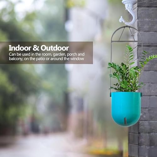 Image of Indian Discovery Self Watering Ceiling Hanging Planter|Hanging /Hooked Flower Pots for Home, Balcony, Garden Decor Flower Pots(2 Pcs, Sea Green, Sphere)|6 Inch UV-Resistant Plastic Plant Pots