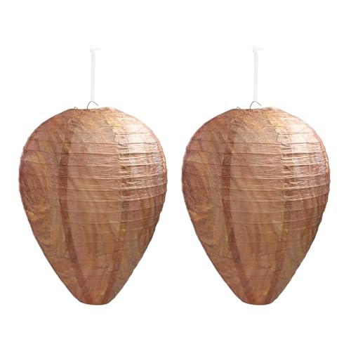 AOEVUIR 2 Pcs Leurres de Nid de Guêpe Imperméables Faux Nid de Guêpe en Tissu Anti-Frelons Suspendus Leurre d'abeille Non Toxique Dissuasif pour Maison et Jardin Extérieur