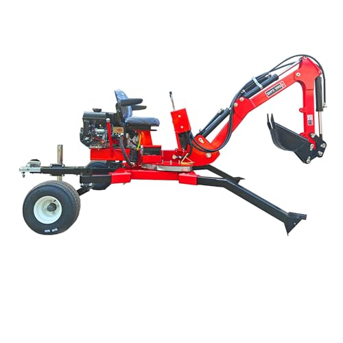 RENDGO Mini Excavator 15HP 2025 New Gas Powered Towable Backhoe Digger for Garden, Farms, Parks,