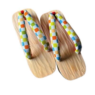 郡上踊り 踊り下駄 槍鉋(やりかんな)下駄 女性用Mサイズ 鼻緒/市松