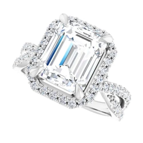Bridal Engagement Ring 3-5 Carats Moissanite Halo Wedding Ring Infinity-Shank Promise Gifts for Her | 925 Silver, 10K/14K/18K Solid Gold Jewelry3