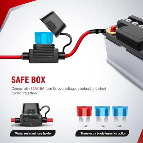 Image of Nilight 16AWG Heavy Duty Wiring Harness Kit - 12V 5PIN Rocker Switch Relay Blade Fuse Socket Connector - Compatible with 9005 9006 9140 9145 HB3 H10 Fog Light Bulbs