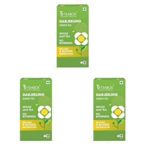 Image of Teabox Darjeeling Green Tea | 25 Tea Bags with Whole Leaf Green Tea | Rich in Antioxidants | Smooth and Fresh Flavour | Low Caffeine (Pack of 3)