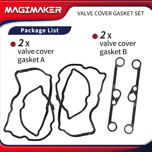 Image of Valve Cover Gasket Set Compatible with Infiniti G37 Q40 Q50 Q60 QX50 QX70 M37 FX37 2008-2019, Nissan 370Z 2009-2020 Replace 13270-EY01A 13270-EY01B 13271-EY00A, Black