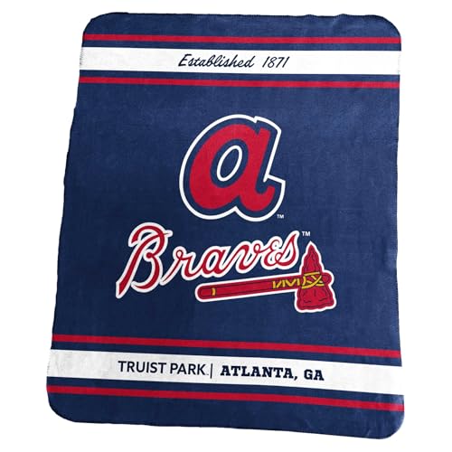Logo Brands MLB Classic Fleece Throw Blanket - 50" x 60" (Atlanta Braves - Navy)