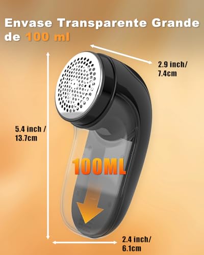 Miniatura 7 de Quitapelusas Electrico, Actualización De Sharp Homtronics Recargable Quita Pelusa Portátil Con 4 Cuchillas, 3 Velocidades, Eficiente Y Potente Quita Bolas Ropa Pequeño Para Ropa, Sofa Negro