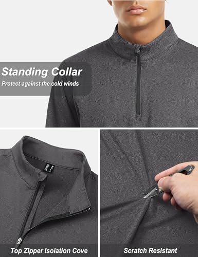 TACVASEN Men's Quarter Zip Pullover Long Sleeve Golf Sweatshirts 1/4 Zip Sweaters Winter Fleece Lined Thermal Shirt