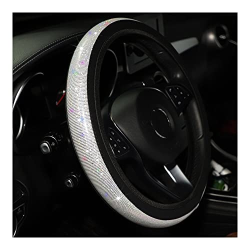 Housse Volant 37mm 38mm Universel Couverture De Volant De Voiture PU Cuir Strass Imitation Diamant Roue Case Car Styling Protecteur Volant (Couleur : A) Cover
