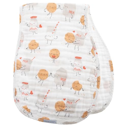 Stephen Joseph, Muslin Baby Burp Cloths, 2-Pack 100% Cotton, Burp Cloth for Baby Boys and Girls, Milk and Cookies3