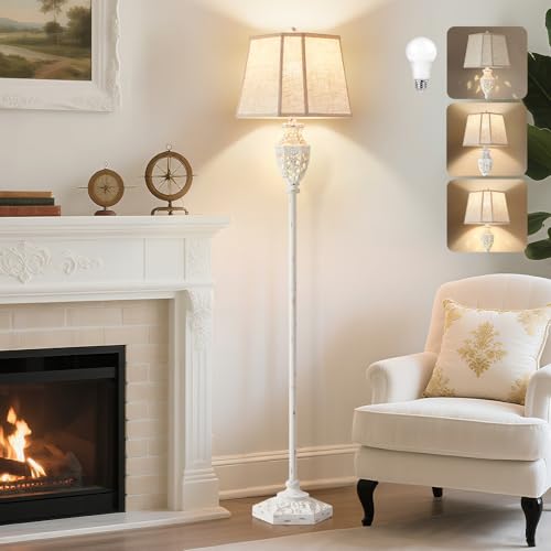 Image of Luvkczc Rustic Floor Lamp - Resin Carved Base with Hollow Night Light