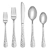 Vintage Carved Stainless Steel 20 Pieces Flatware Set Silverware Set Modern Embossed Cutlery Set Utensils Including Fork Spoon and Knife
