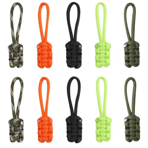 LERSUSI Conjunto de 10 kit de reparo de zíper de substituição, cordão trançado, chaveiro, mochila, colhedores, aba de puxar, fixador de zíper, cabeça de metal (multicolorida)