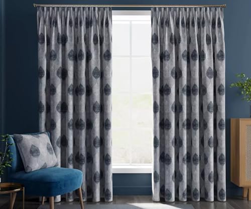 Quality N Style Pencil Pleat Curtains, Fully Lined Tape Top Jacquard Curtain Pair for Bedroom Guestroom Living Room (Silver, 90″x 54″ (228cm x 137cm))