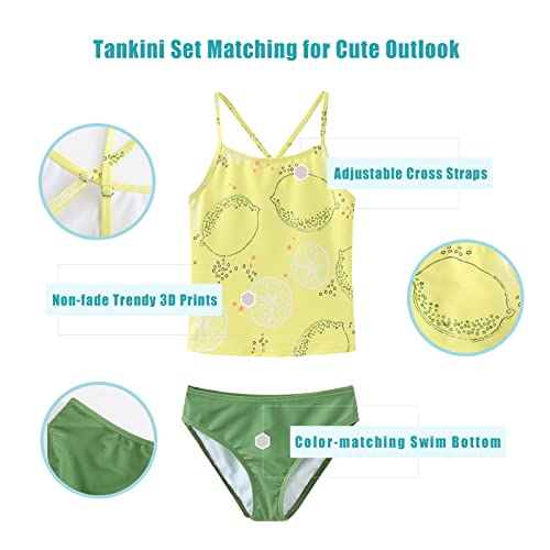 Image of Girls 3 Piece Swimsuits Set Long Sleeve Rash Guard for Girls Tankini Bathing Suits Beach Swimwear 3-16 Years