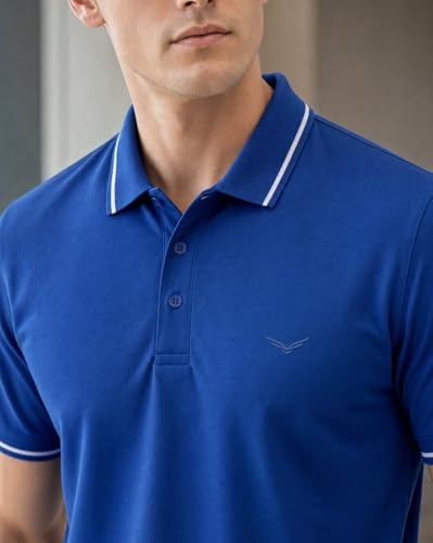 Image of NOBERO Men's Travel Polo T-Shirt | Premium Cotton Stretch Fabric | Anti-Odor & Water-Repellent | UPF 50+ Sun Protection | Regular Fit Polo Collar Casual Wear
