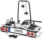 CXWXC Porte vélo électrique pour attelage de remorque 2 vélos, Charge utile maximale 60 kg, Porte-vélos d'attelage de remorque avec feu arrière