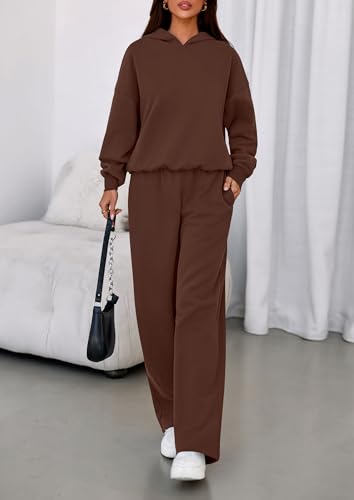 Image of PRETTYGARDEN Womens Sweatsuits 2 Piece Set 2026 Casual Winter Long Sleeve Hoodie Loose Wide Leg Sweatpants Fall Tracksuit