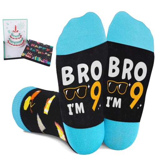 Juesly 9 Year Old Birthday Gifts for Boys - Socks for Boys with Pop Up Birthday Card,...