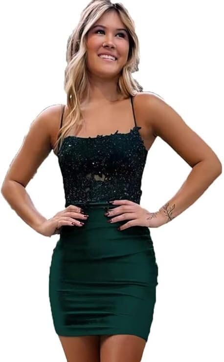Lace Short Homecoming Dresses for Teens Tight Spaghetti Straps Prom Dresses Mini Cocktail Party Gown BD-HC1014