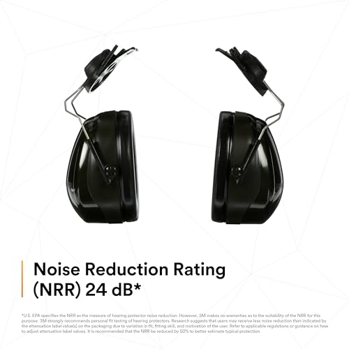 Image of 3M PELTOR Hearing Protection Optime 101 Earmuffs, Cap Style Hard Hat Attached, H7P3E, 24 dB NRR, Adjustable Earcups, E-A-Rfit Compatible, Stainless Steel, Pack of 1, Black /Red